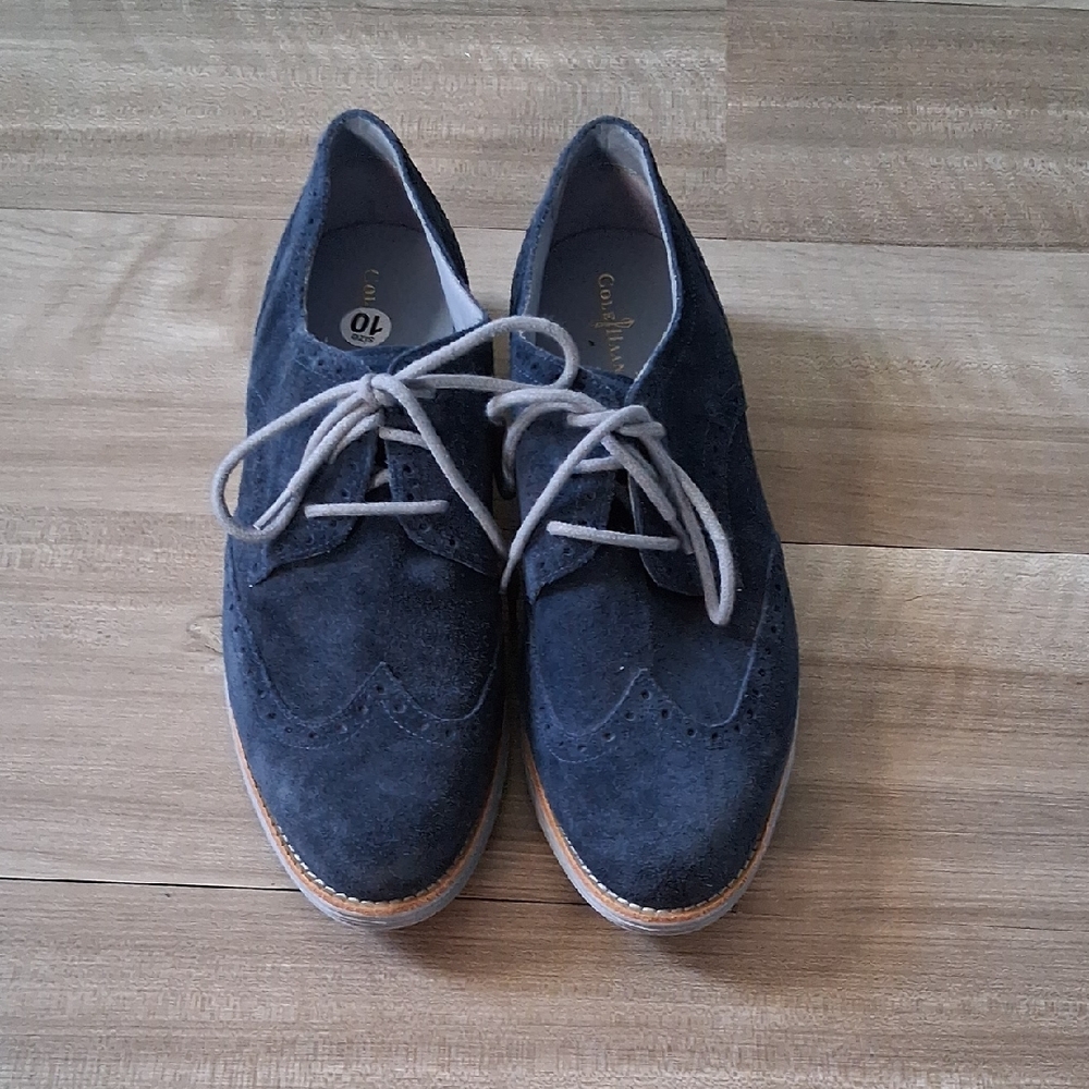 Cole Haan Dark Blue Suede Oxfords